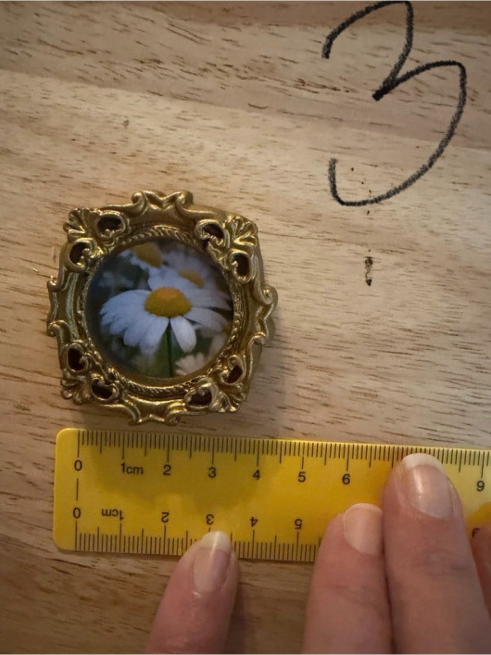 Gold Floral Mini Frame Accent with Daisy Print
